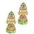 Gold plated kundan meenakari lime green jhumka earrings