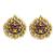 Gold plated kundan meenakari navy blue stud earrings