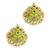 Gold plated kundan meenakari lime green stud  earrings