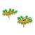 Gold plated peacock lime green meenakari drop earrings