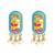 Gold plated turquoise enamel floral elongated drop earrings