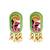 Gold plated lime green enamel floral elongated drop earrings