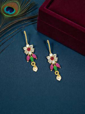 Gold plated cz floral bugadi earrings 1