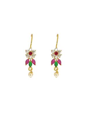 Gold plated cz floral bugadi earrings 2