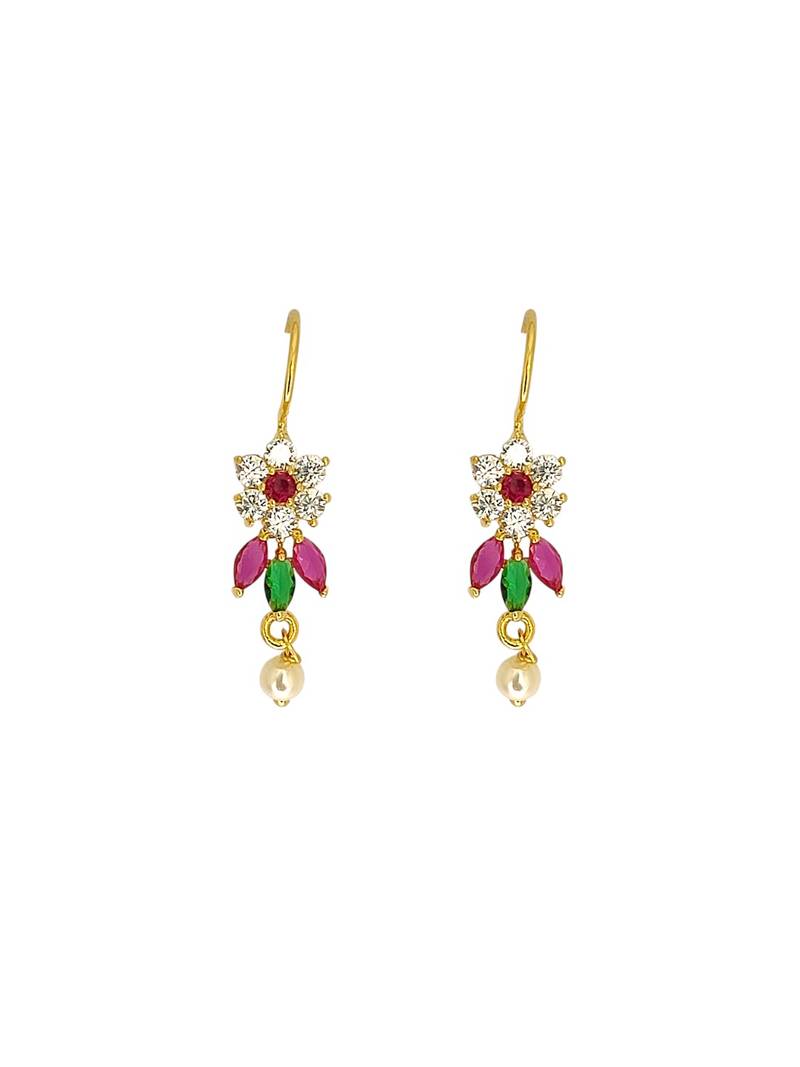 Gold plated cz floral bugadi earrings