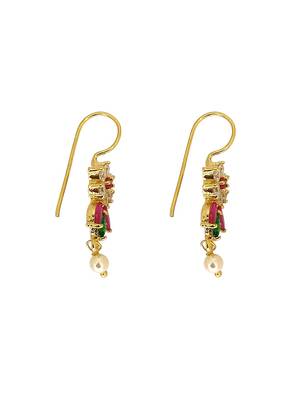 Gold plated cz floral bugadi earrings 3