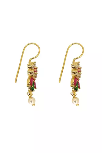 Gold plated cz floral bugadi earrings