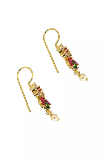 Gold plated cz floral bugadi earrings