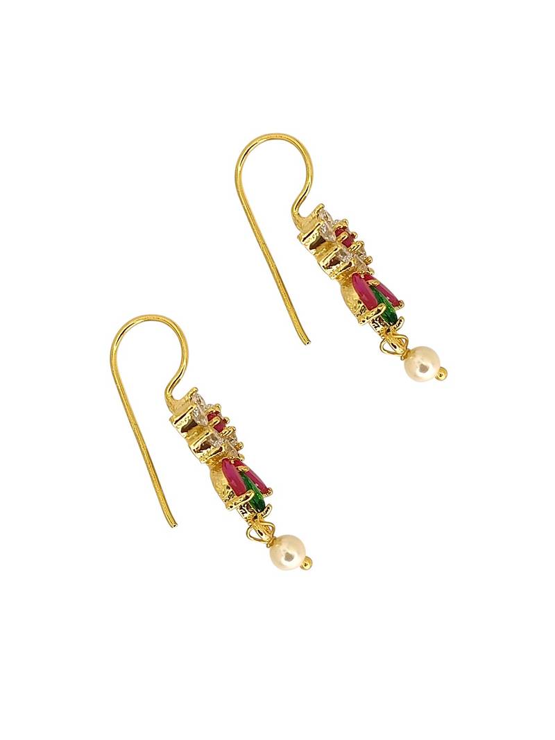Gold plated cz floral bugadi earrings