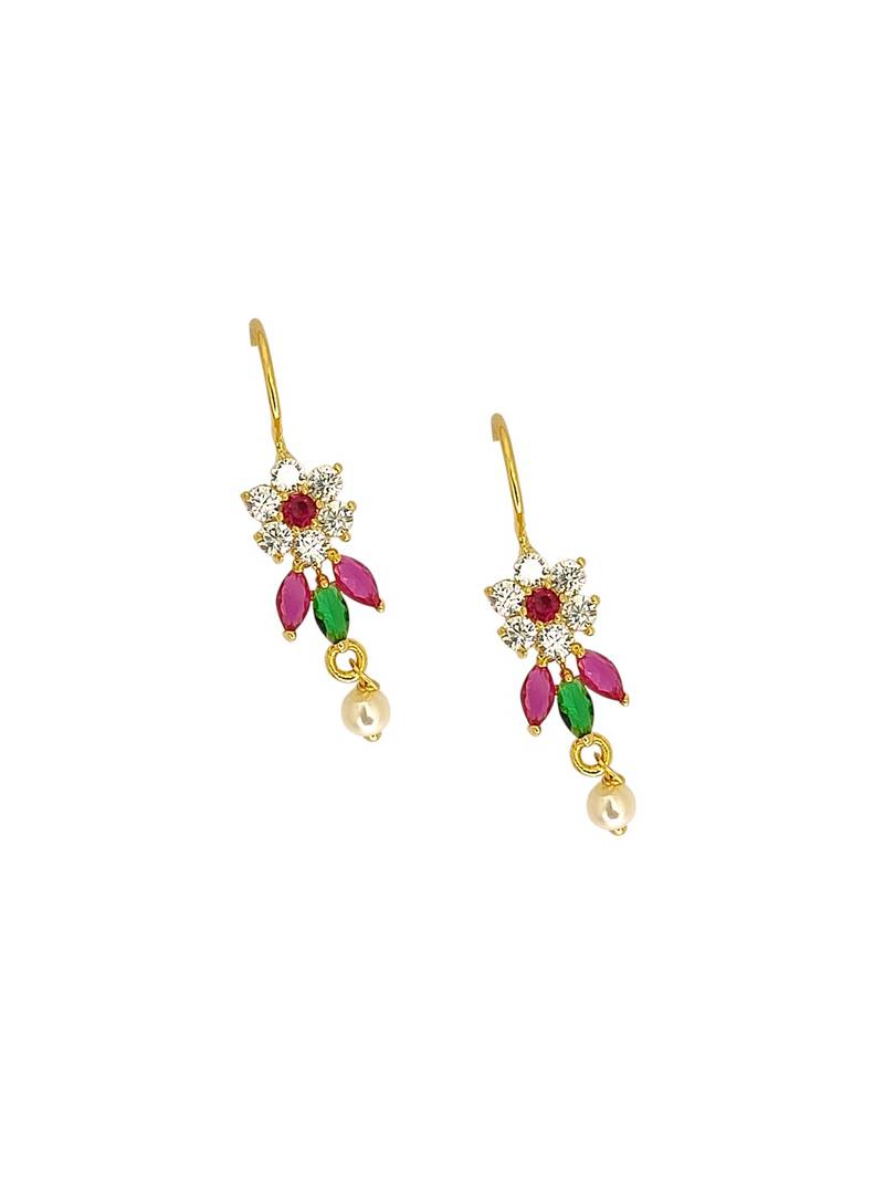 Gold plated cz floral bugadi earrings
