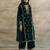 green velvet embroidered kurti pant set with organza dupatta
