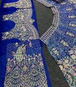 Royal Blue Color Coding Sequins Work Butterfly Net Lehenga Choli Dupatta Set