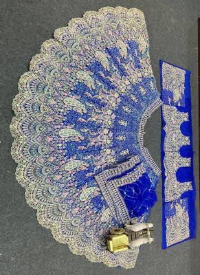 Royal Blue Color Coding Sequins Work Butterfly Net Lehenga Choli Dupatta Set 5