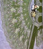 Olive Color Coding Sequins Work Butterfly Net Lehenga Choli Dupatta Set