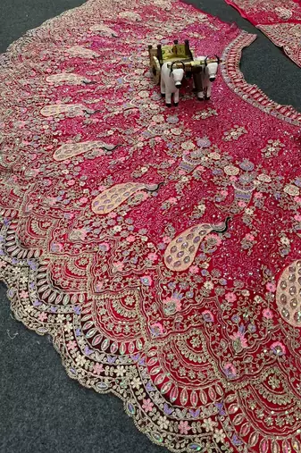 Red Color Coding Sequins Work Butterfly Net Lehenga Choli Dupatta Set