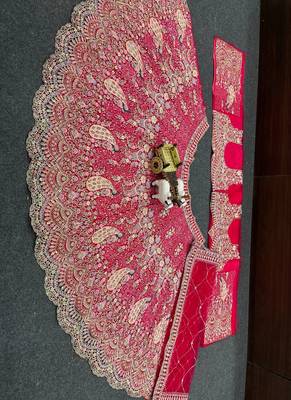 Red Color Coding Sequins Work Butterfly Net Lehenga Choli Dupatta Set 5
