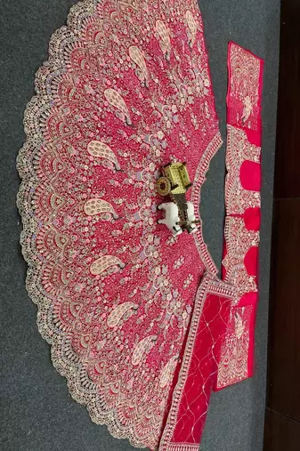 Red Color Coding Sequins Work Butterfly Net Lehenga Choli Dupatta Set