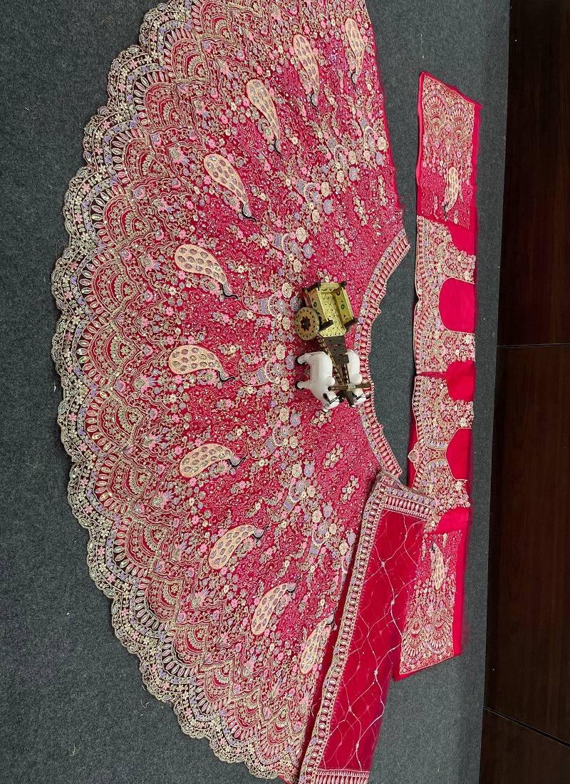 Red Color Coding Sequins Work Butterfly Net Lehenga Choli Dupatta Set