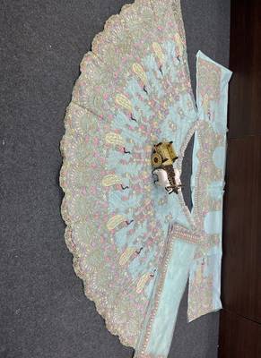 Sky Blue Color Coding Sequins Work Butterfly Net Lehenga Choli Dupatta Set 5