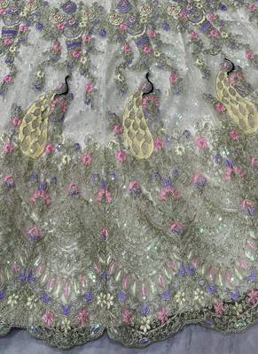 White Color Coding Sequins Work Butterfly Net Lehenga Choli Dupatta Set 3