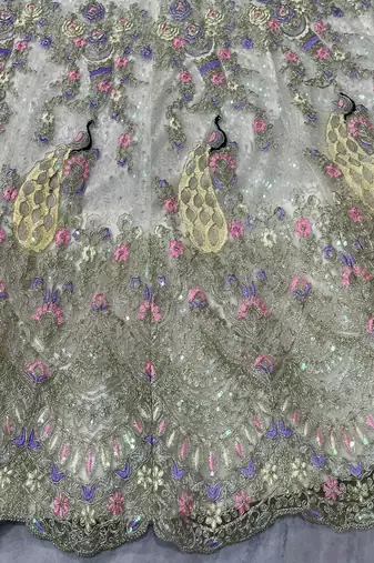 White Color Coding Sequins Work Butterfly Net Lehenga Choli Dupatta Set
