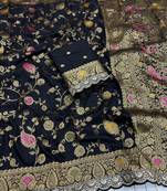 Black Color Wedding Wear Dola Silk Saree