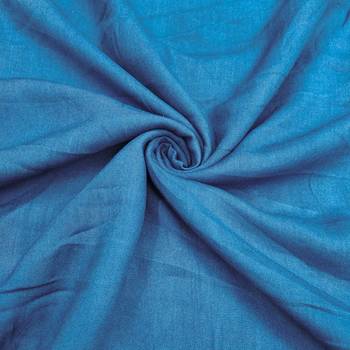 Blue cotton silk printed unstitched dress material 4