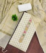 White banarasi woven unstitched dress material