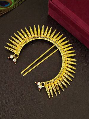 Gold plated spokes design bun pin head jewellery 1
