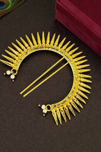 Gold plated spokes design bun pin head jewellery