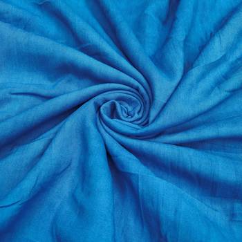 Blue cotton silk printed unstitched dress material 4
