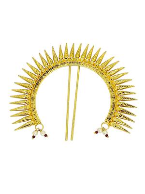 Gold plated spokes design bun pin head jewellery 2