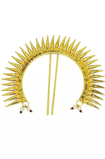 Gold plated spokes design bun pin head jewellery