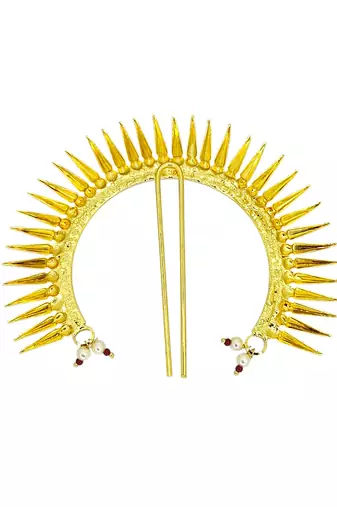 Gold plated spokes design bun pin head jewellery