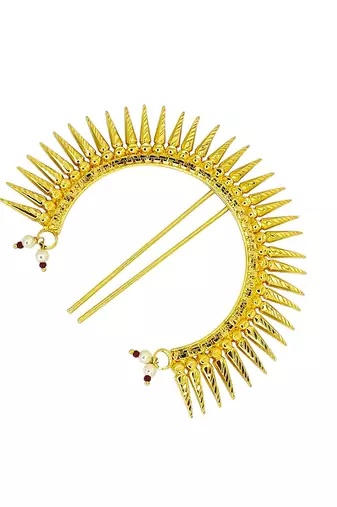 Gold plated spokes design bun pin head jewellery