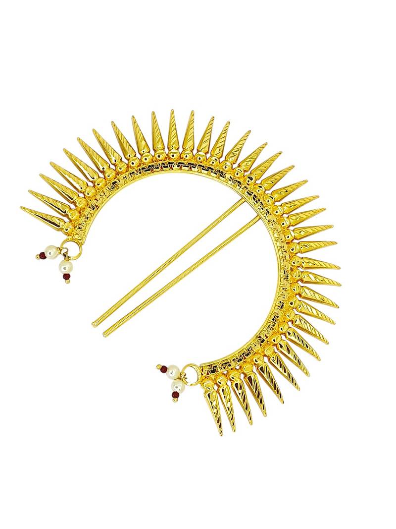 Gold plated spokes design bun pin head jewellery