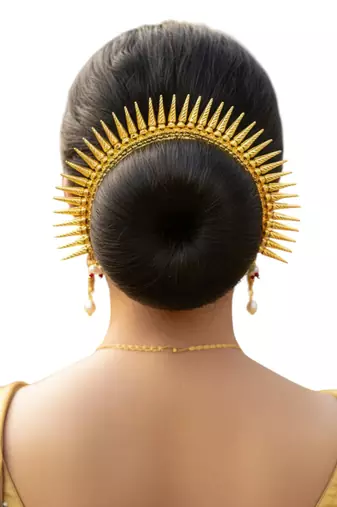 Gold plated spokes design bun pin head jewellery