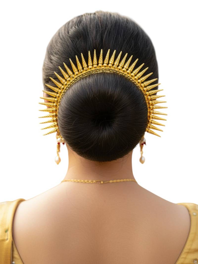 Gold plated spokes design bun pin head jewellery
