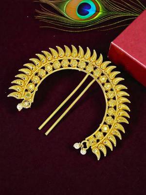 Gold plated spokes design bun pin head jewellery 1