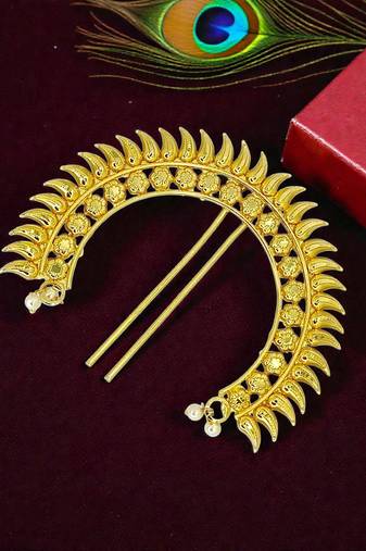 Gold plated spokes design bun pin head jewellery