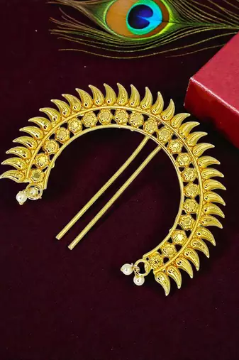 Gold plated spokes design bun pin head jewellery