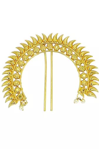 Gold plated spokes design bun pin head jewellery
