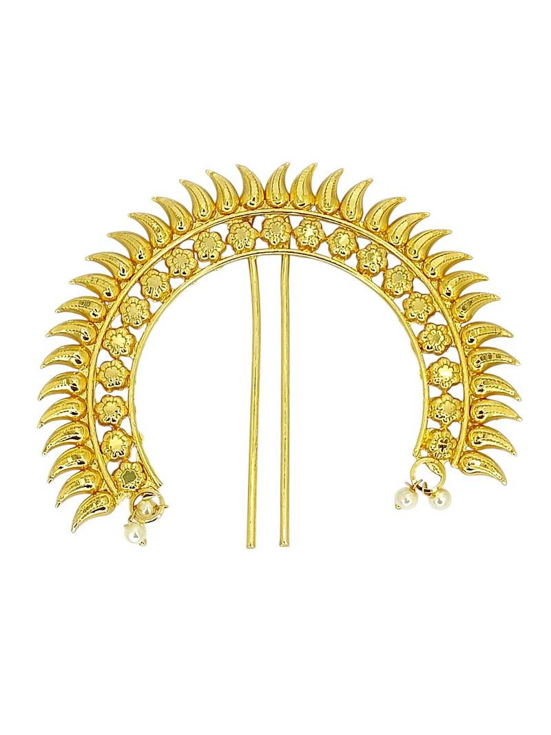 Gold plated spokes design bun pin head jewellery