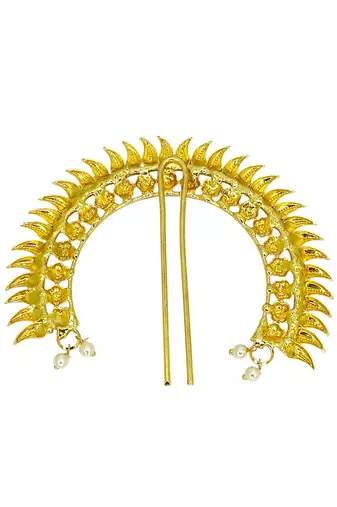 Gold plated spokes design bun pin head jewellery