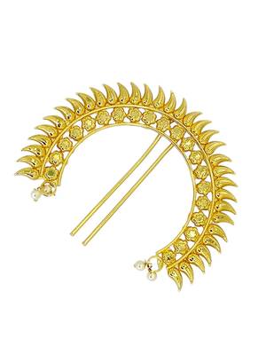 Gold plated spokes design bun pin head jewellery 4