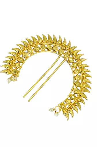 Gold plated spokes design bun pin head jewellery