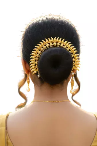 Gold plated spokes design bun pin head jewellery