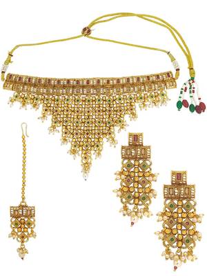 Gold plated jhalar design necklace set 2