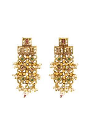 Gold plated jhalar design necklace set 4