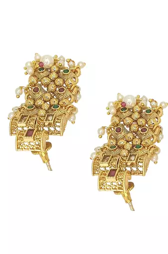 Gold plated jhalar design necklace set